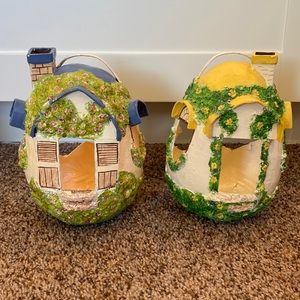 Handmade paper mache Easter Egg houses